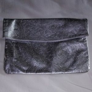 Silver clutch bag